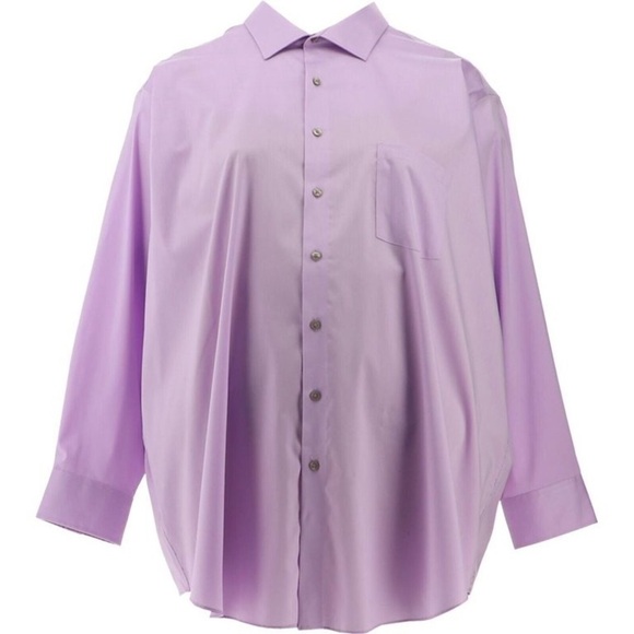Van Heusen Big Fit Stretch Flex Wrinkle Free Dress Shirt Lavender - Picture 1 of 15